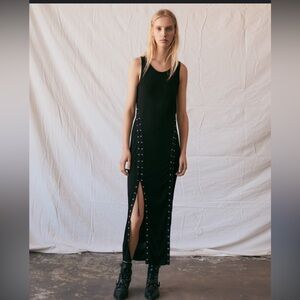 All Saints Miller Black Corset Maxi Dress-Small